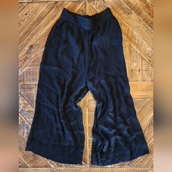 Madewell Crinkled Crepe Black Pull On Crop Pants Size XS - Picture 3 of 10